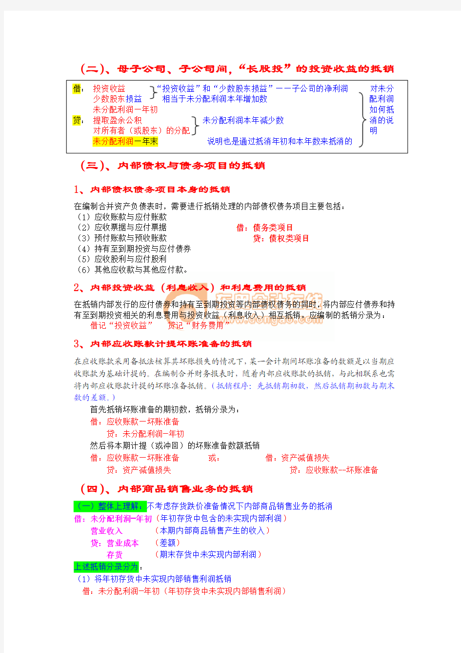 合并财务报表总结