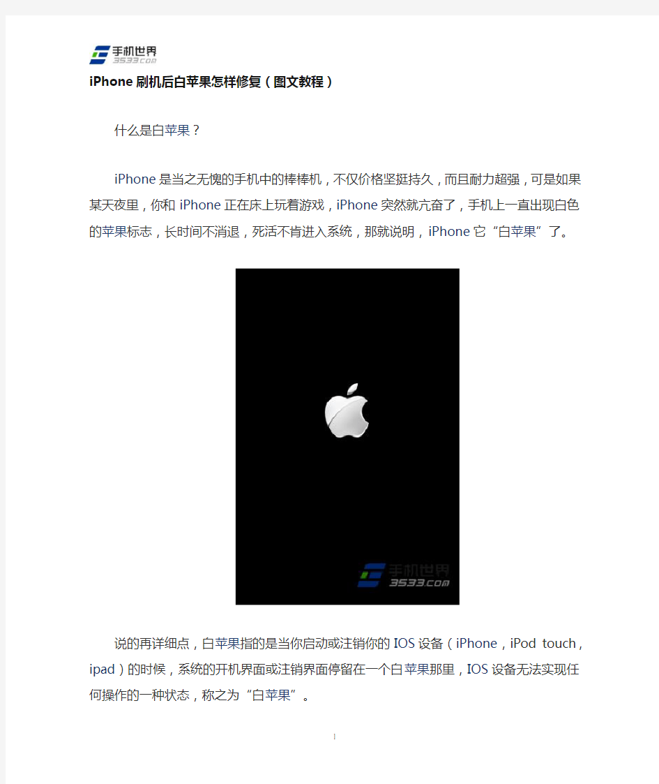 iPhone刷机后白苹果怎样修复(图文教程)