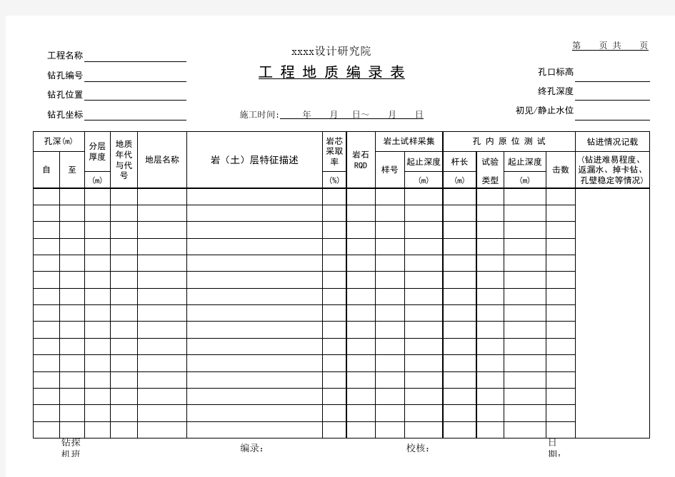 工程地质编录表