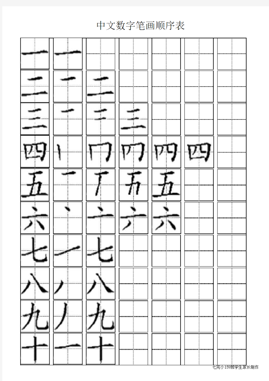 中文数字笔画顺序表(打印版)