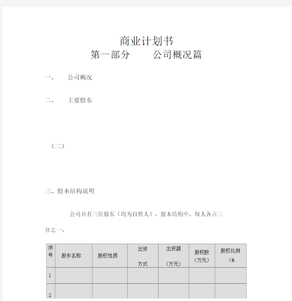 项目融资商业计划书