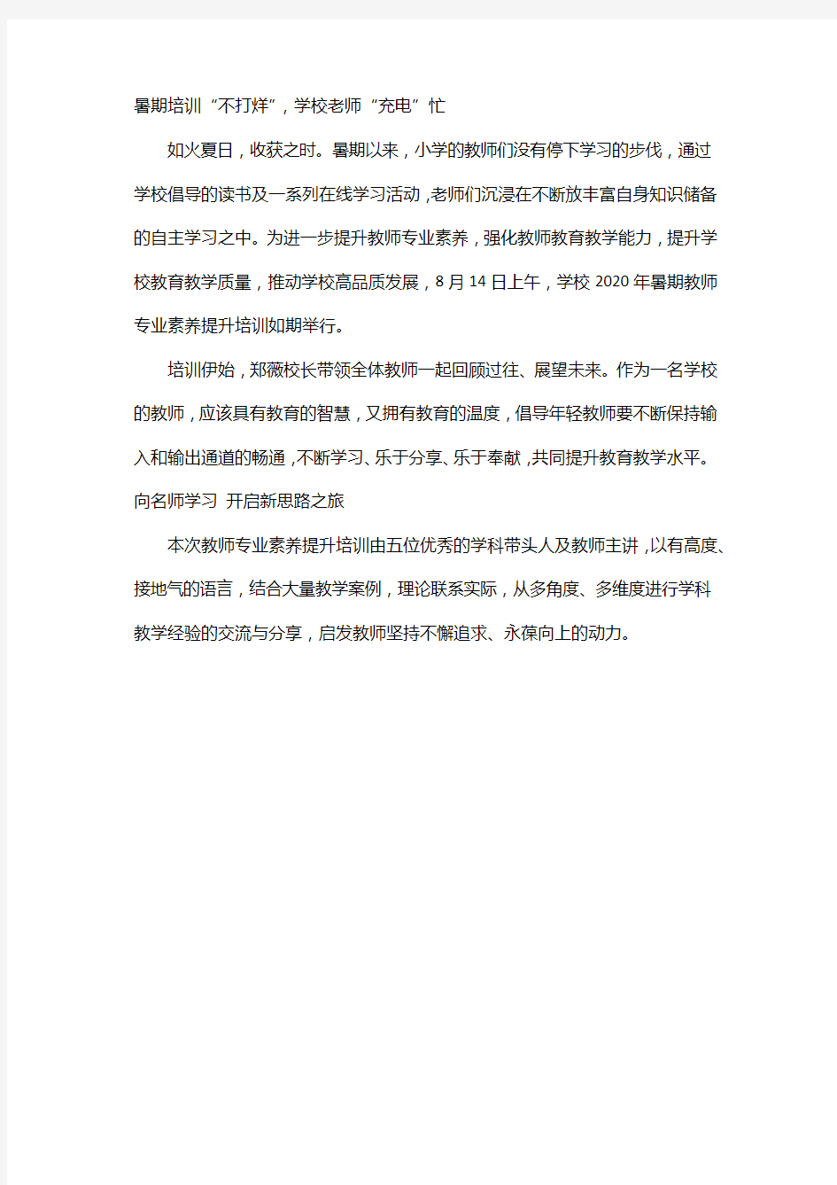 智慧引领,赋能前行——开展暑期教师专业培训