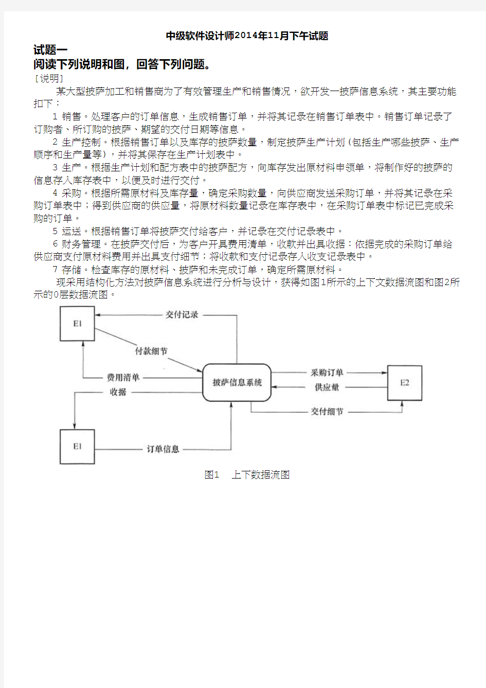 2014下半年软件设计师考试下午真题