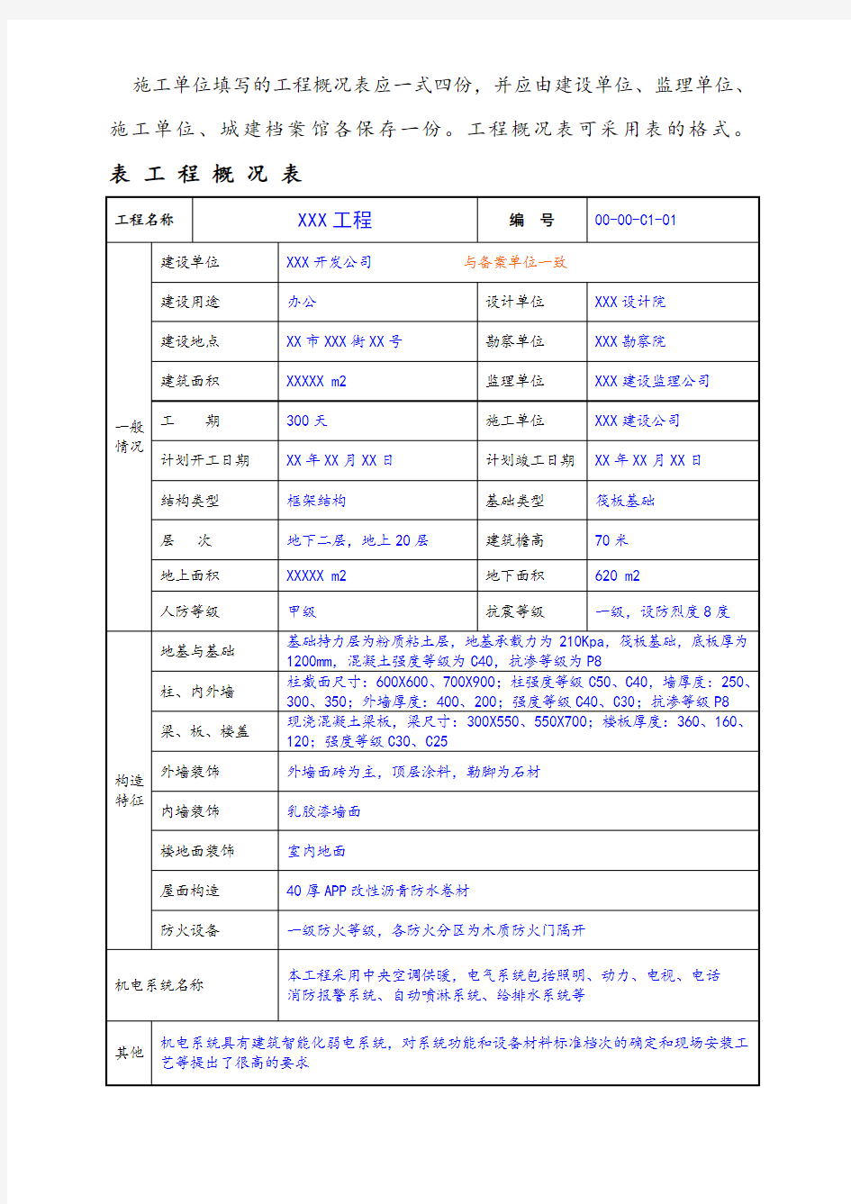 表c.1.1工程概况表