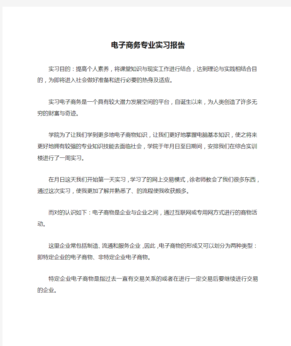 电子商务专业实习报告