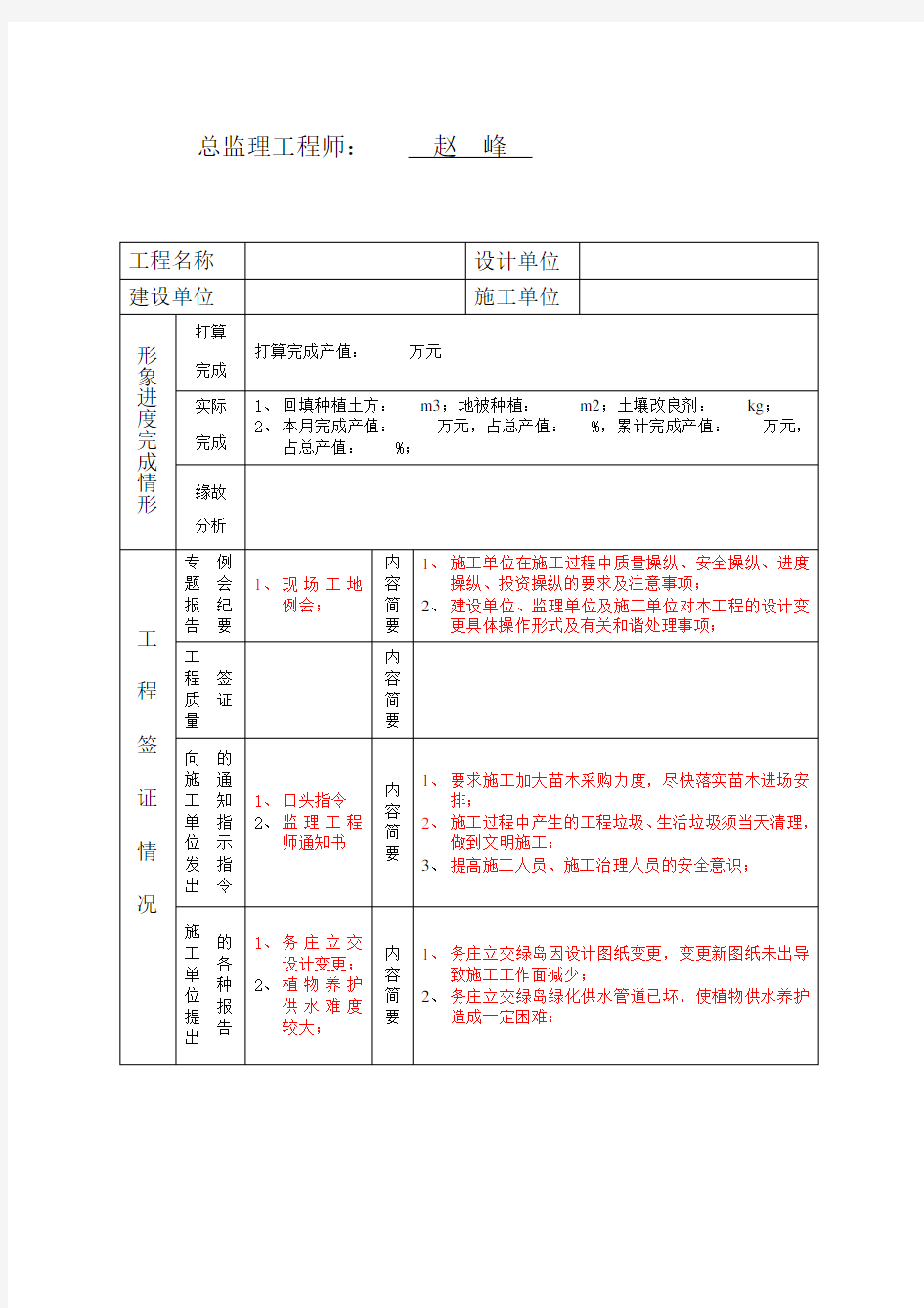 南海经济开发区主干路网绿化提升工程建设监理工作月报