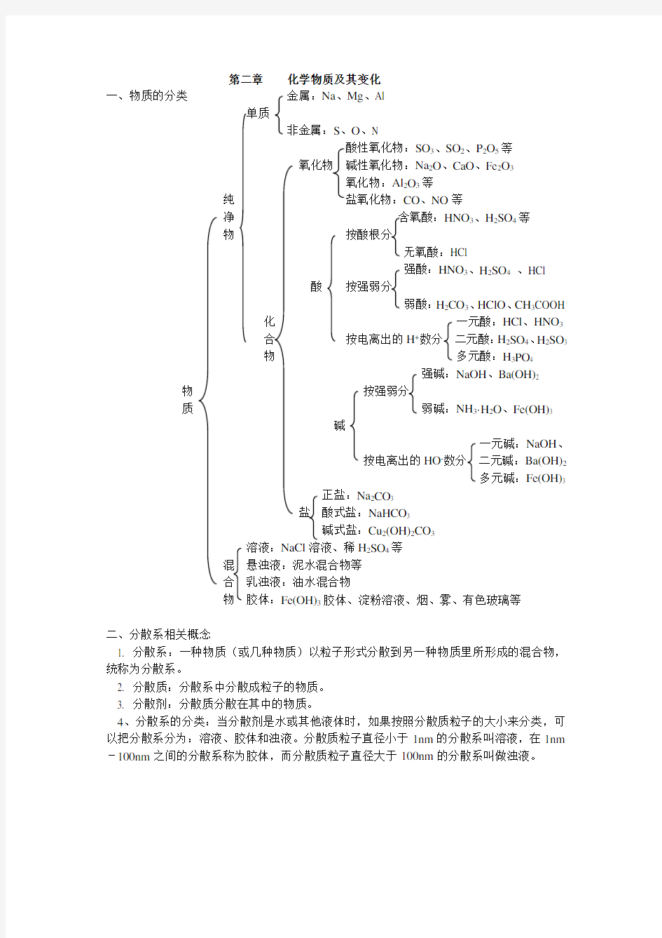 高一化学必修一第二章总结