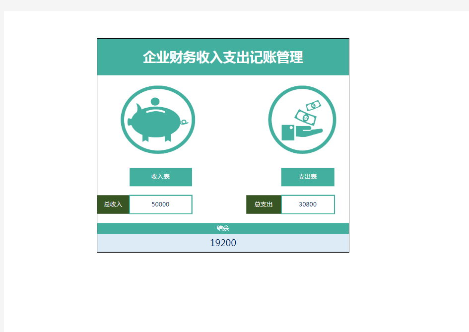 财务收入支出记账管理系统Excel表格模板