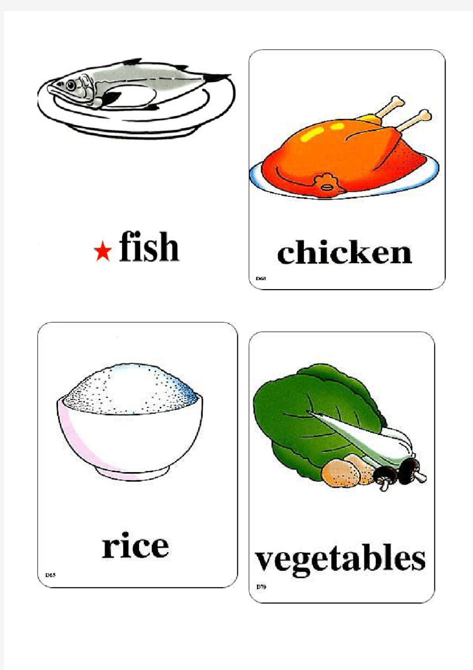 小学生三年级食物英语单词卡片