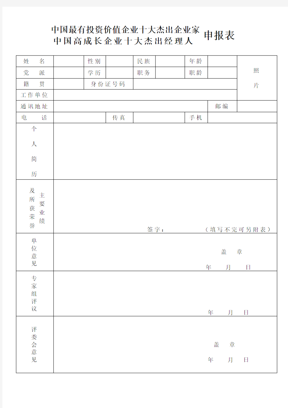 中国最有投资价值企业十大杰出企业家