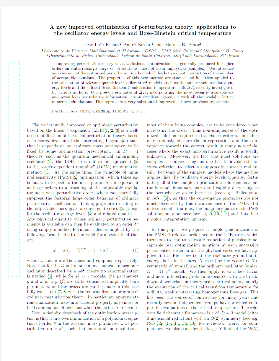 A new improved optimization of perturbation theory applications to the oscillator energy le