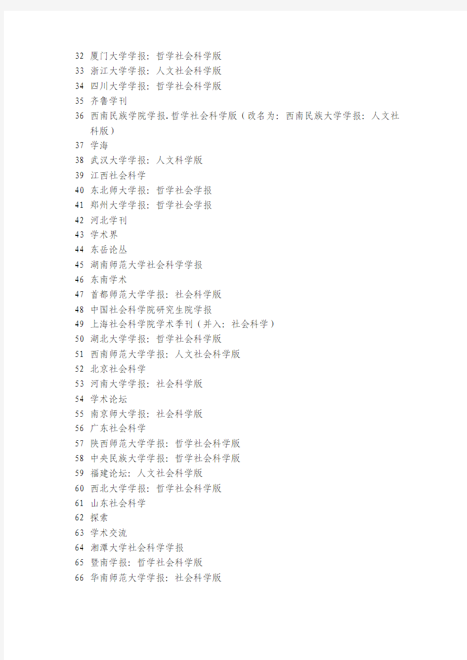 《中文核心期刊要目总览》(2004年北京大学版)分类表