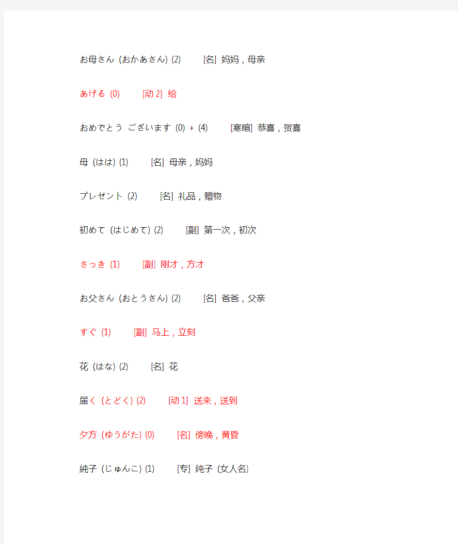 标准日本语上册课文单词第7课