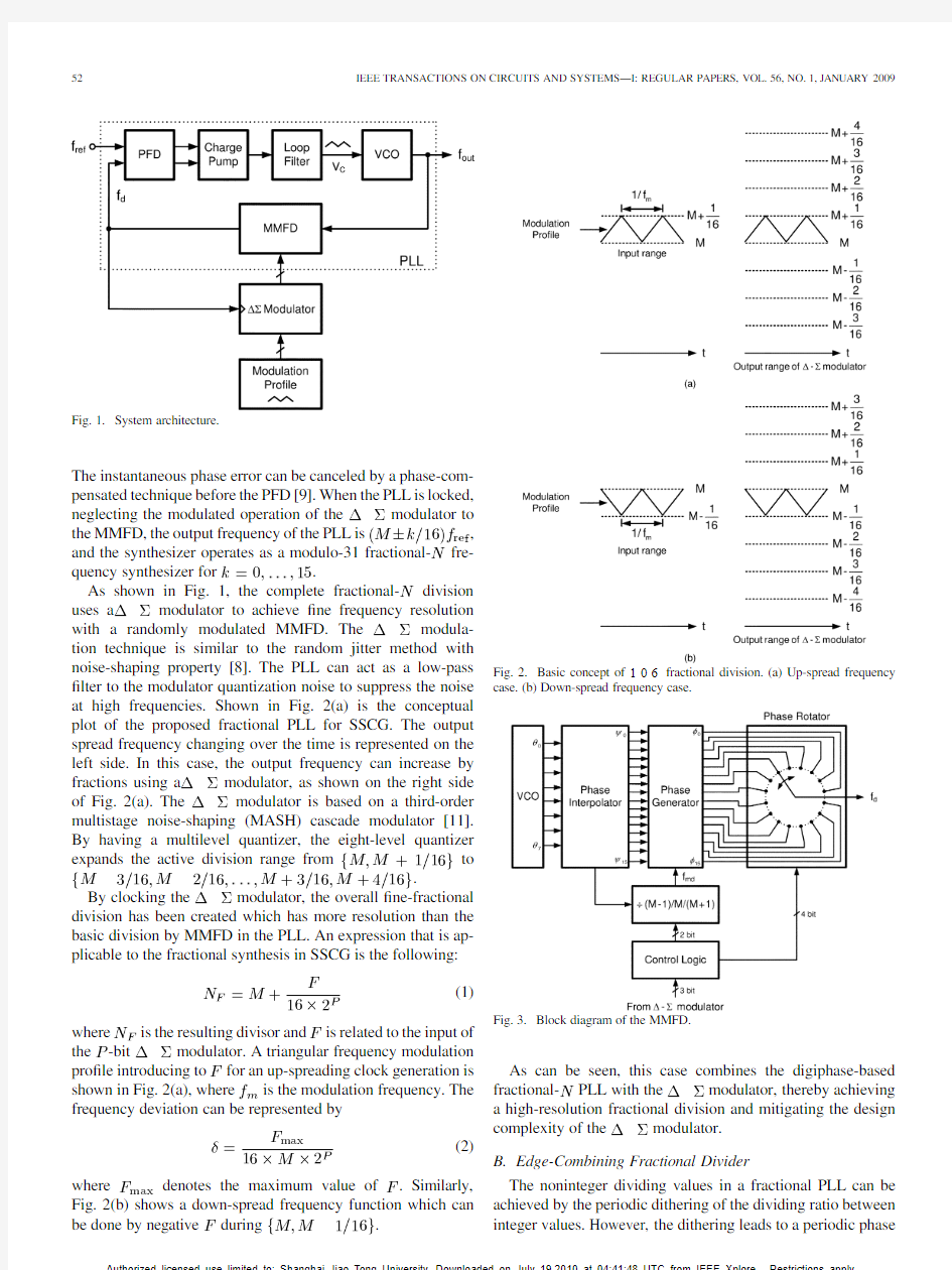 A  PLL-Based Spread-Spectrum Clock Generator With a Ditherless Fractional Topology