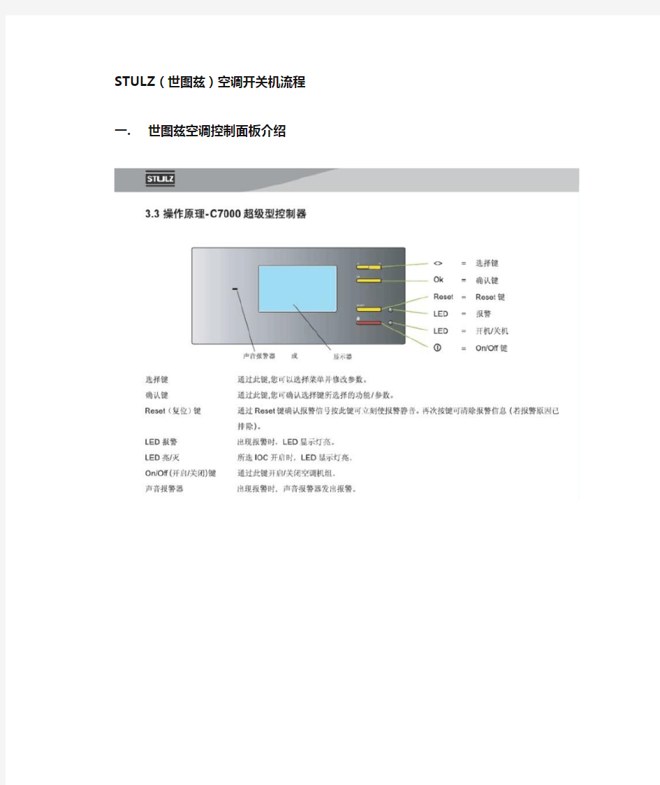 STULZ(世图兹)空调开关机流程