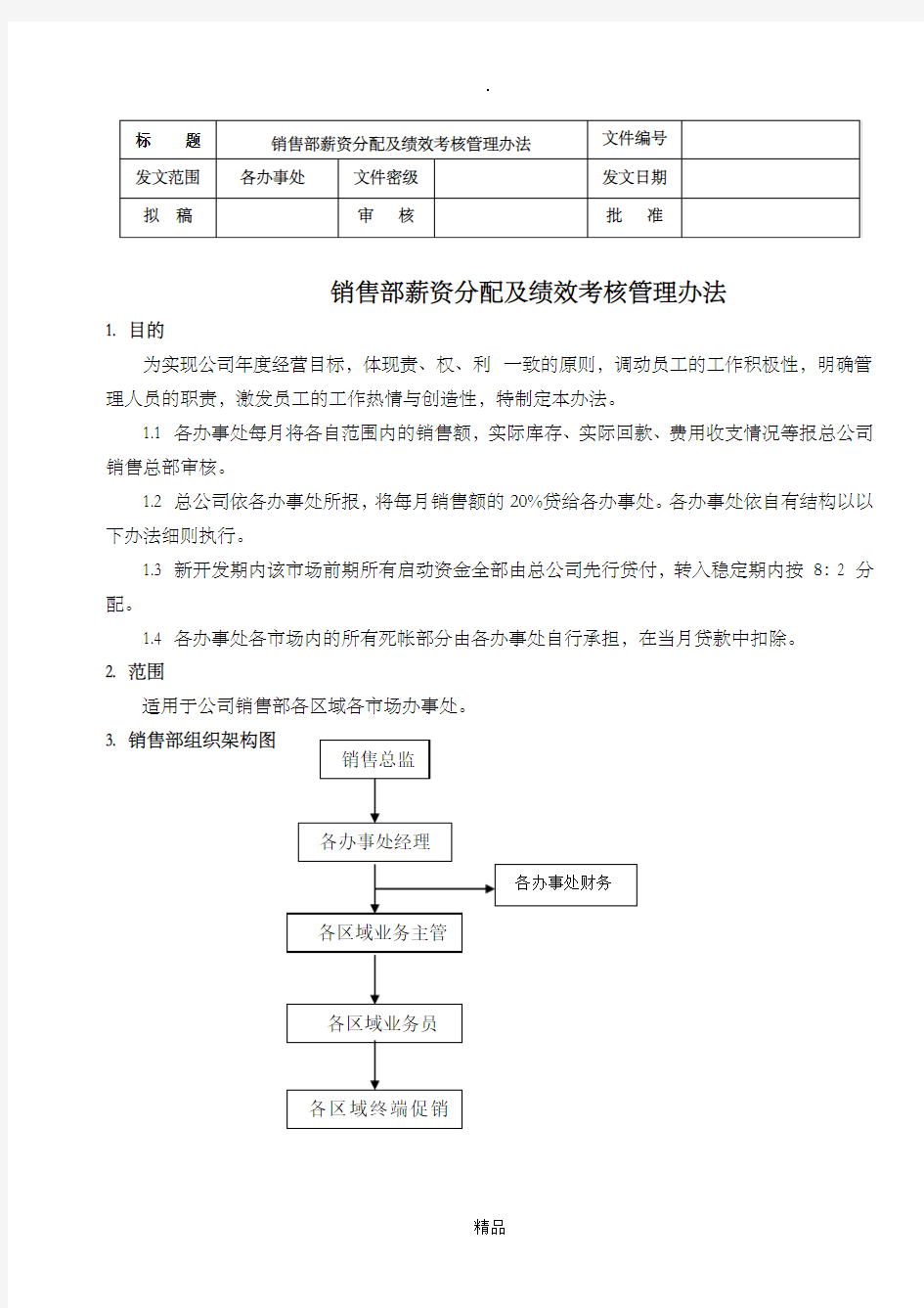 最新销售人员薪资及绩效考核管理办法