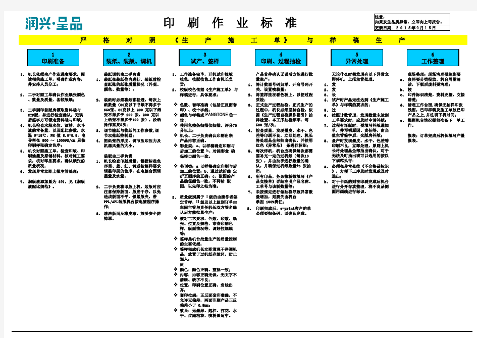 印刷作业标准