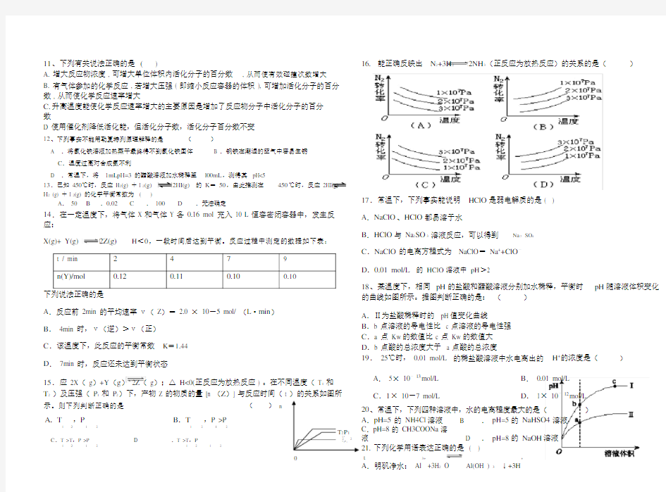 人教版高二化学选修4期末复习题.doc