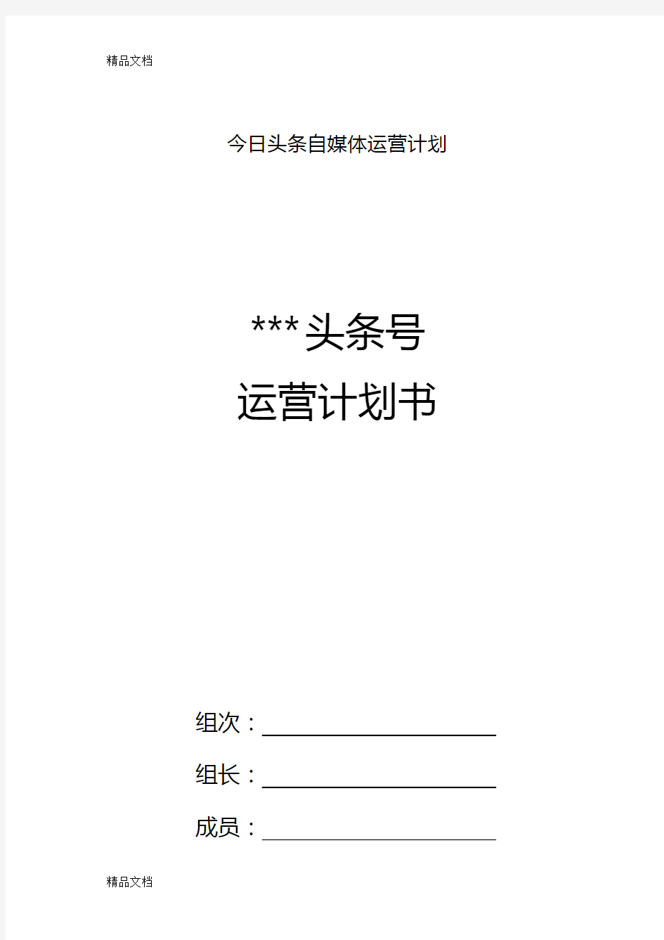 今日头条运营计划书教学文案