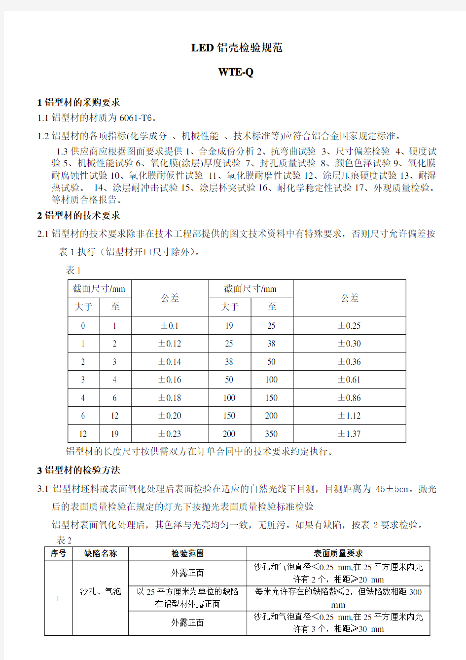 铝型材检验规范