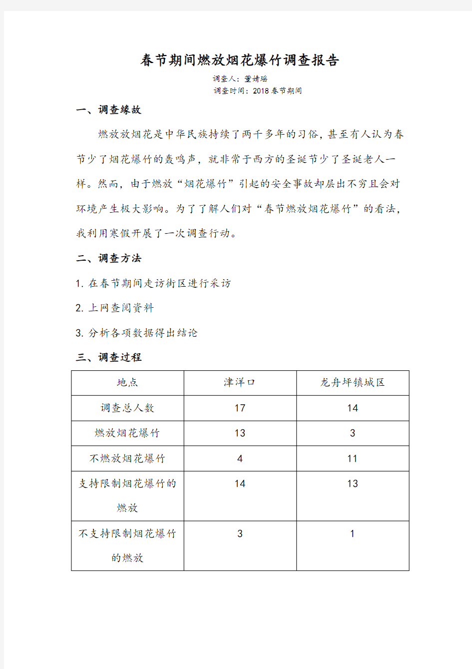 春节期间燃放烟花爆竹调查报告