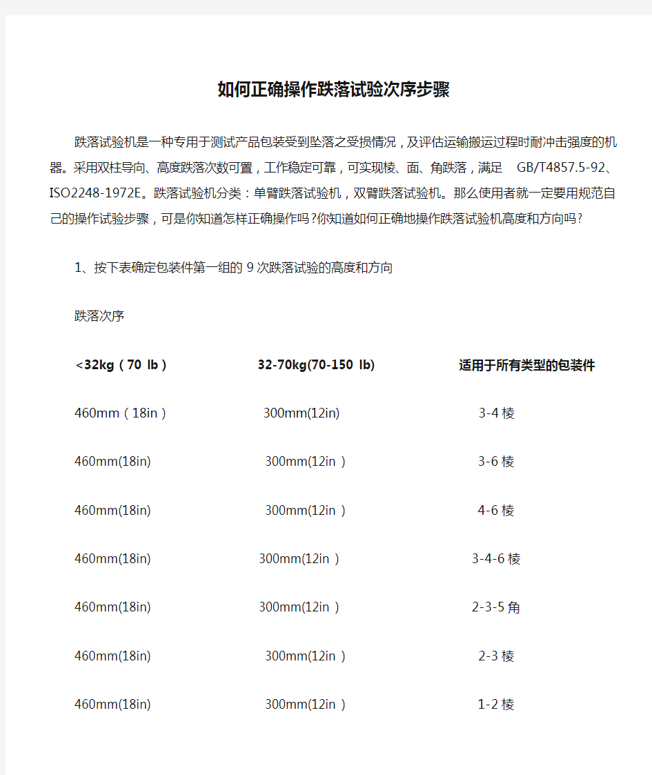 如何正确操作跌落试验次序步骤