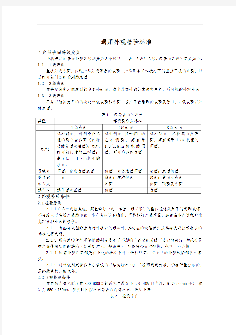 通用外观检验标准98347