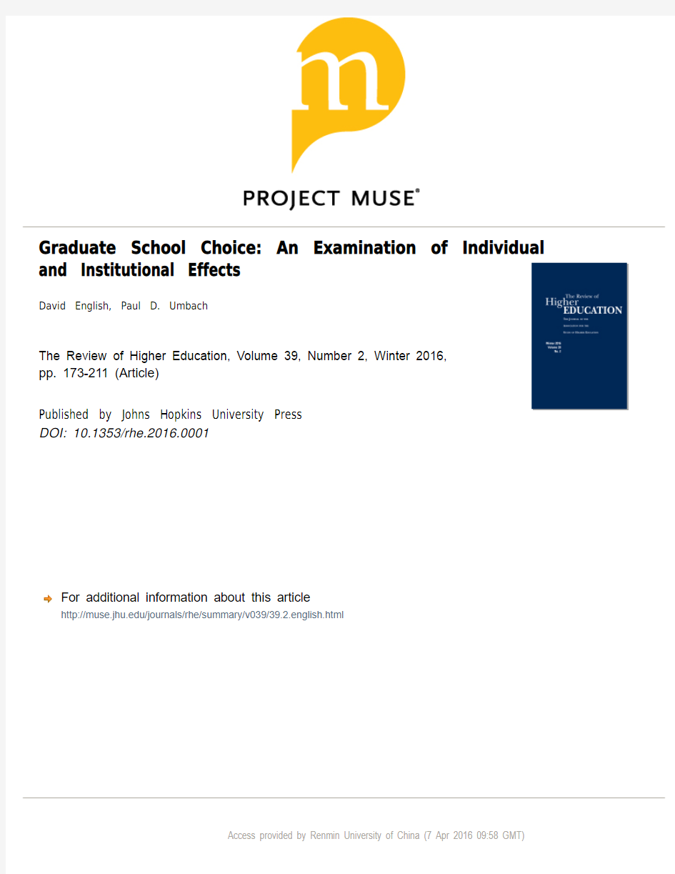 Graduate school choice_an examination of individual and institutional effects