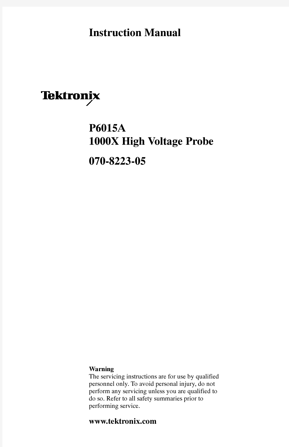 Tektronix  P6015A 使用手册