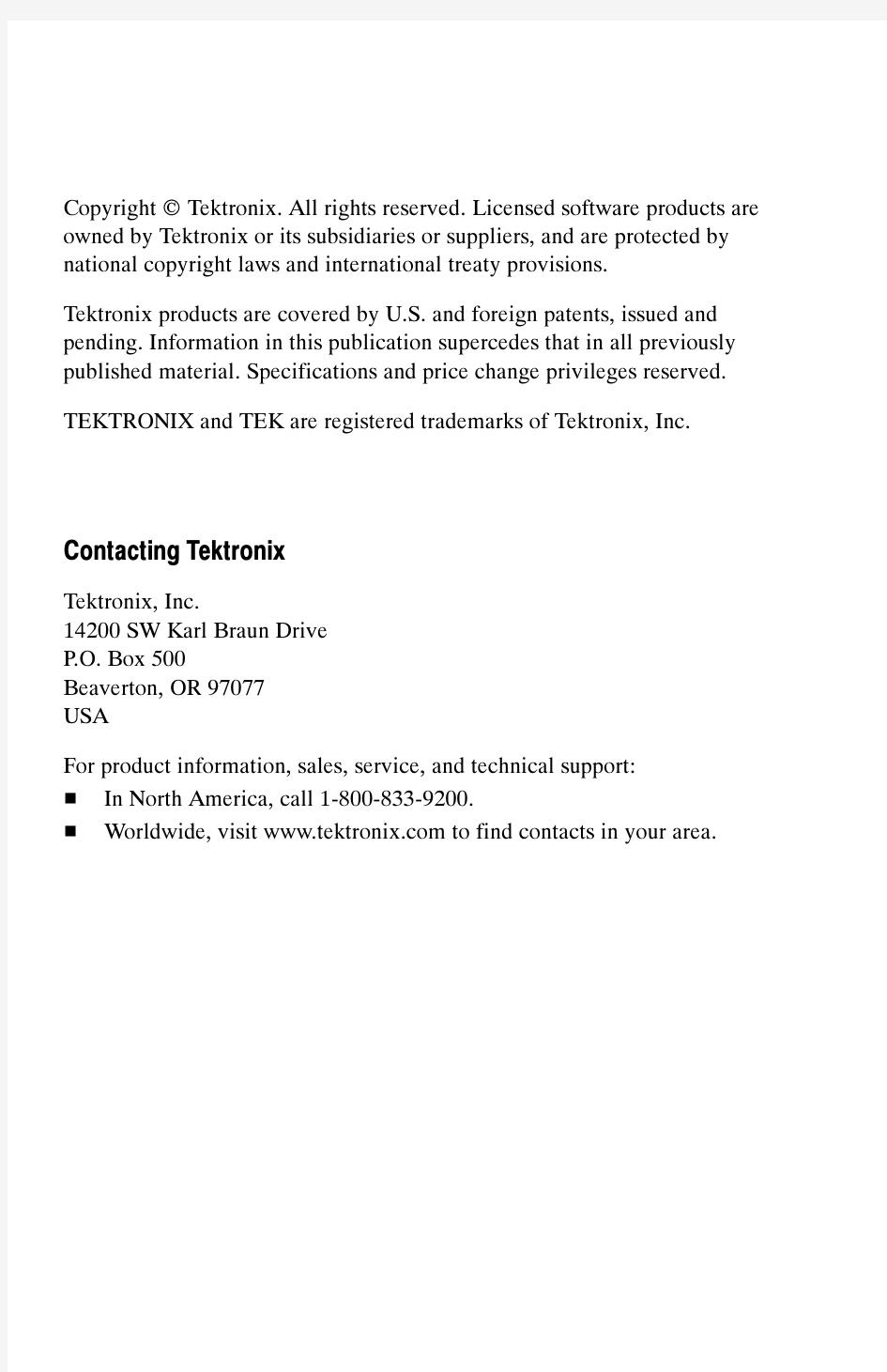 Tektronix  P6015A 使用手册