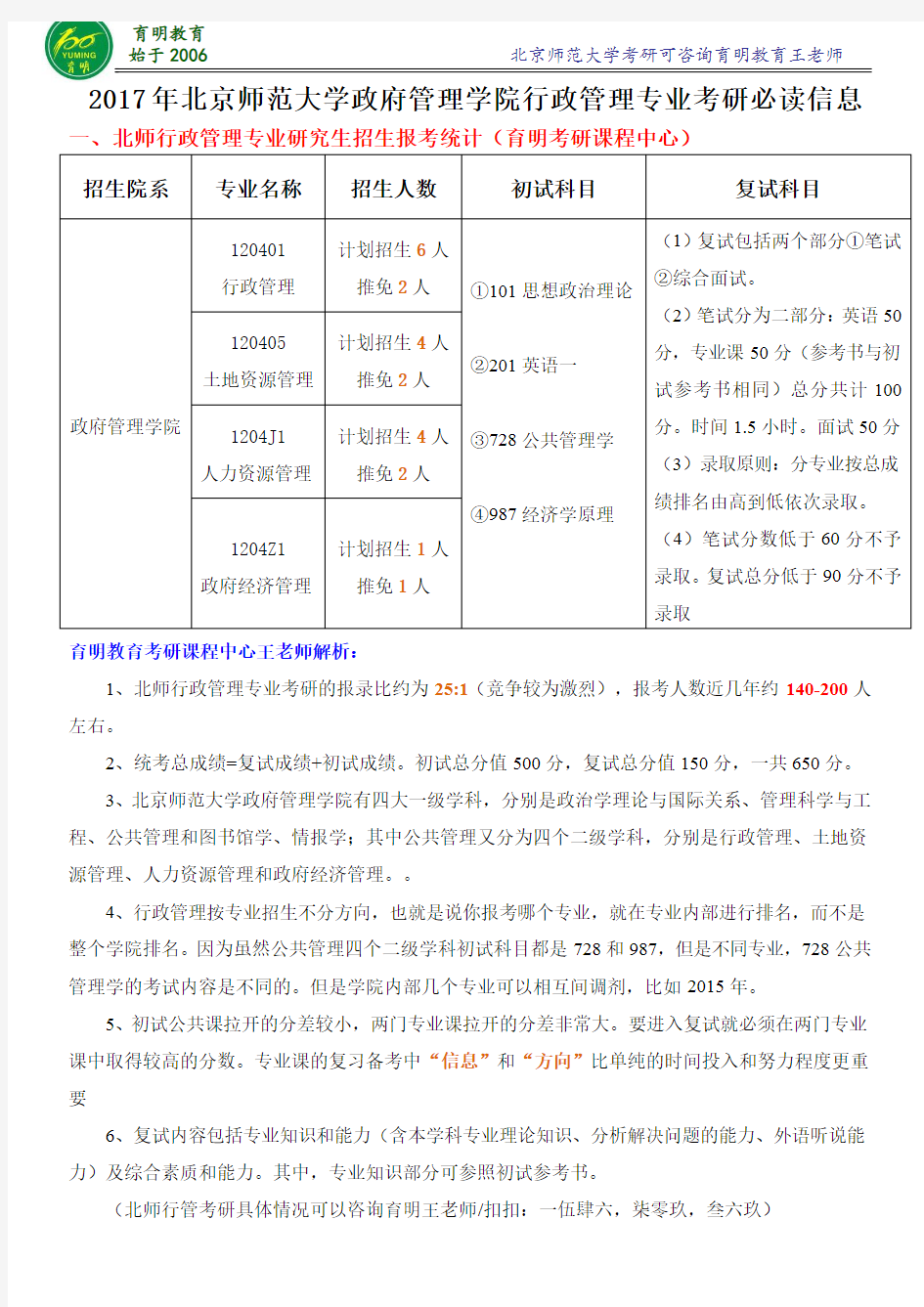 2017年北京师范大学行管考研-考研参考书-复试真题-复试分数线