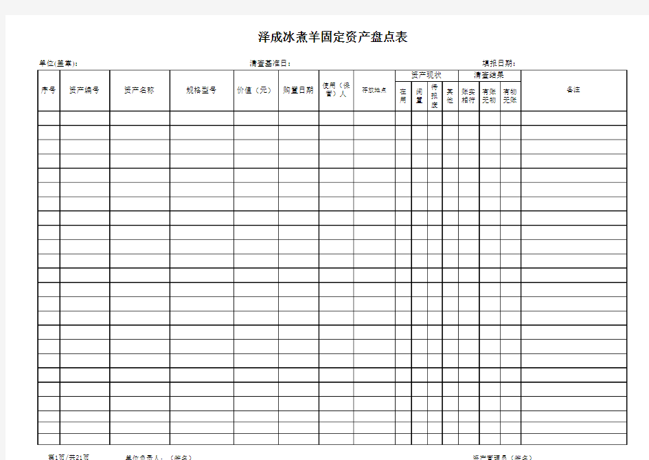 固定资产盘点表全