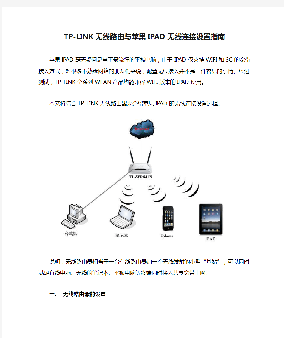 TP-LINK无线路由与苹果IPAD无线连接设置指南