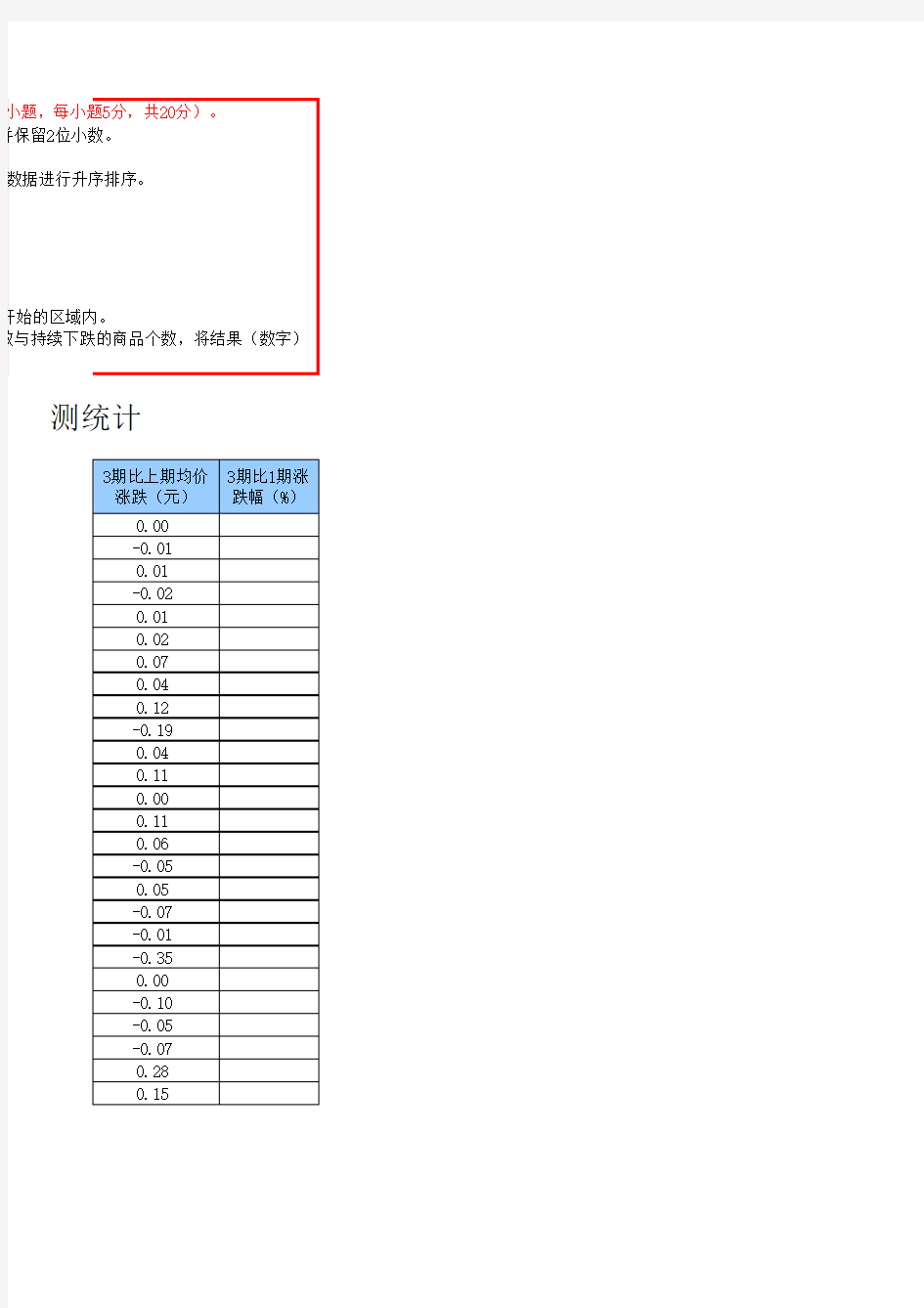 2011年浙江省信息技术会考试题 Excel操作题3