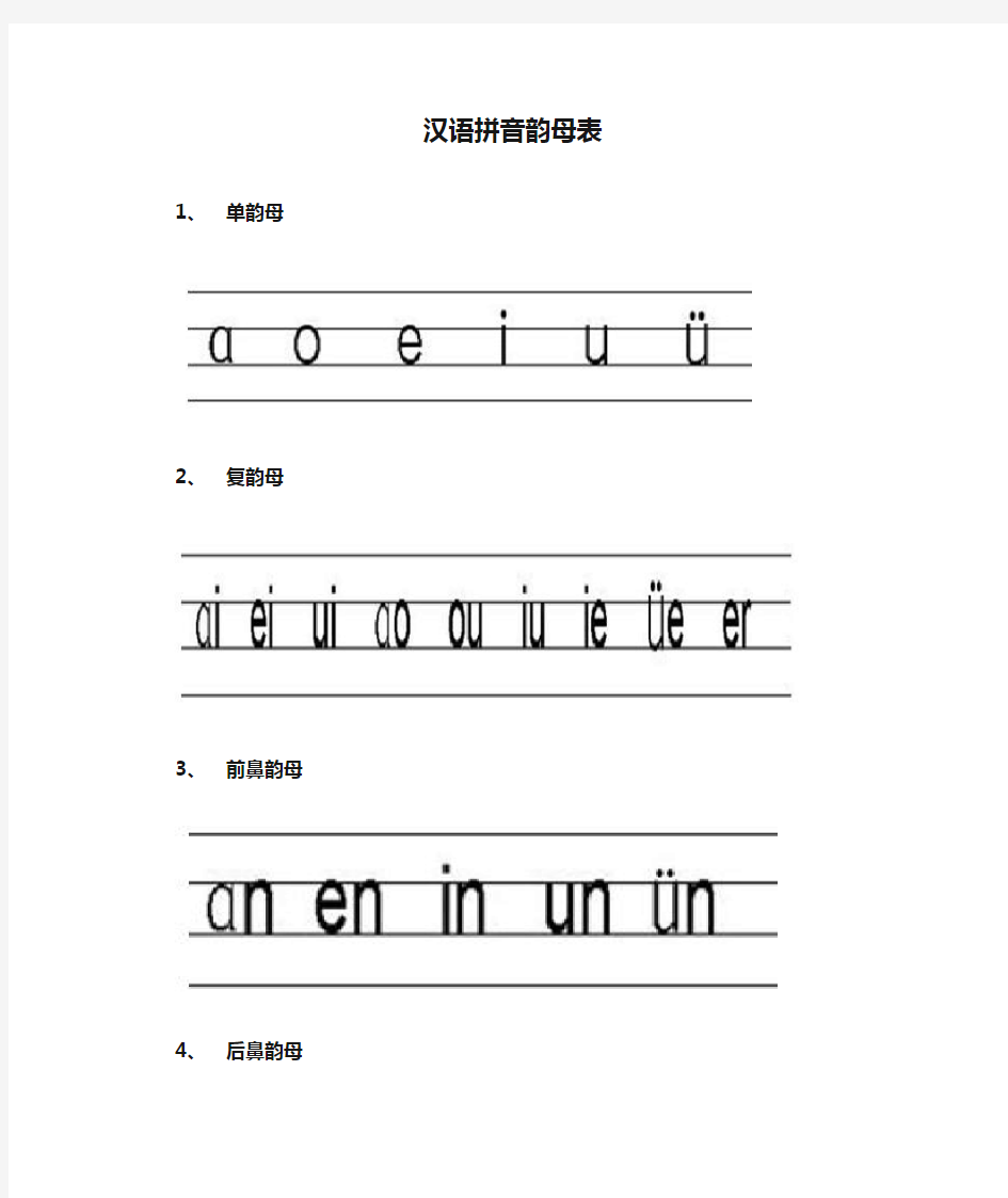 汉语拼音韵母表(韵母分类)