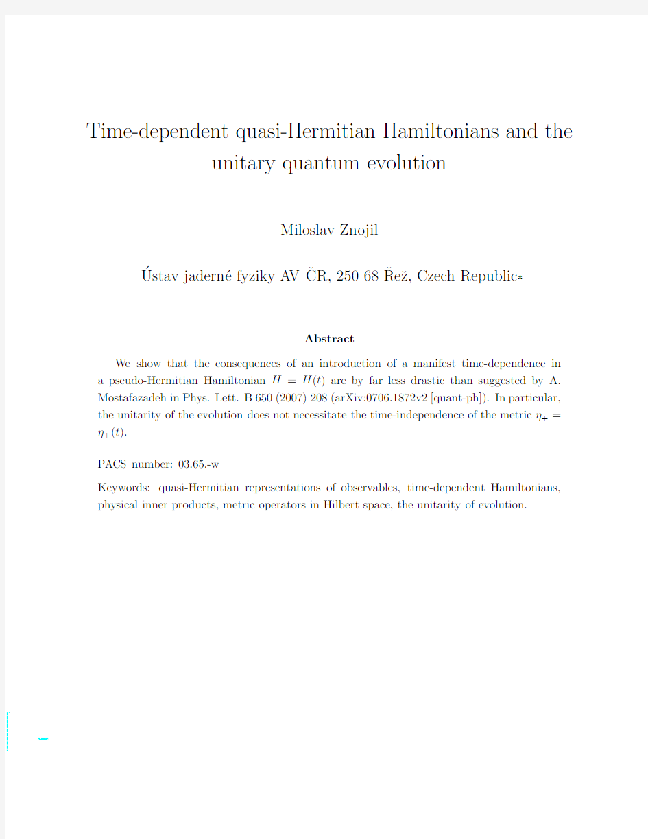 Time-dependent quasi-Hermitian Hamiltonians and the unitarity of quantum evolution