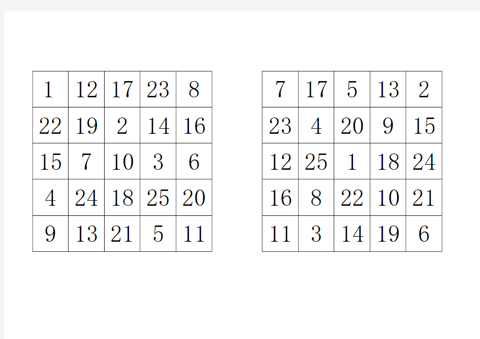 A4纸打印版25格舒尔特方格