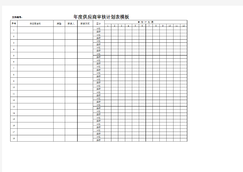 年度供应商审核计划表模板