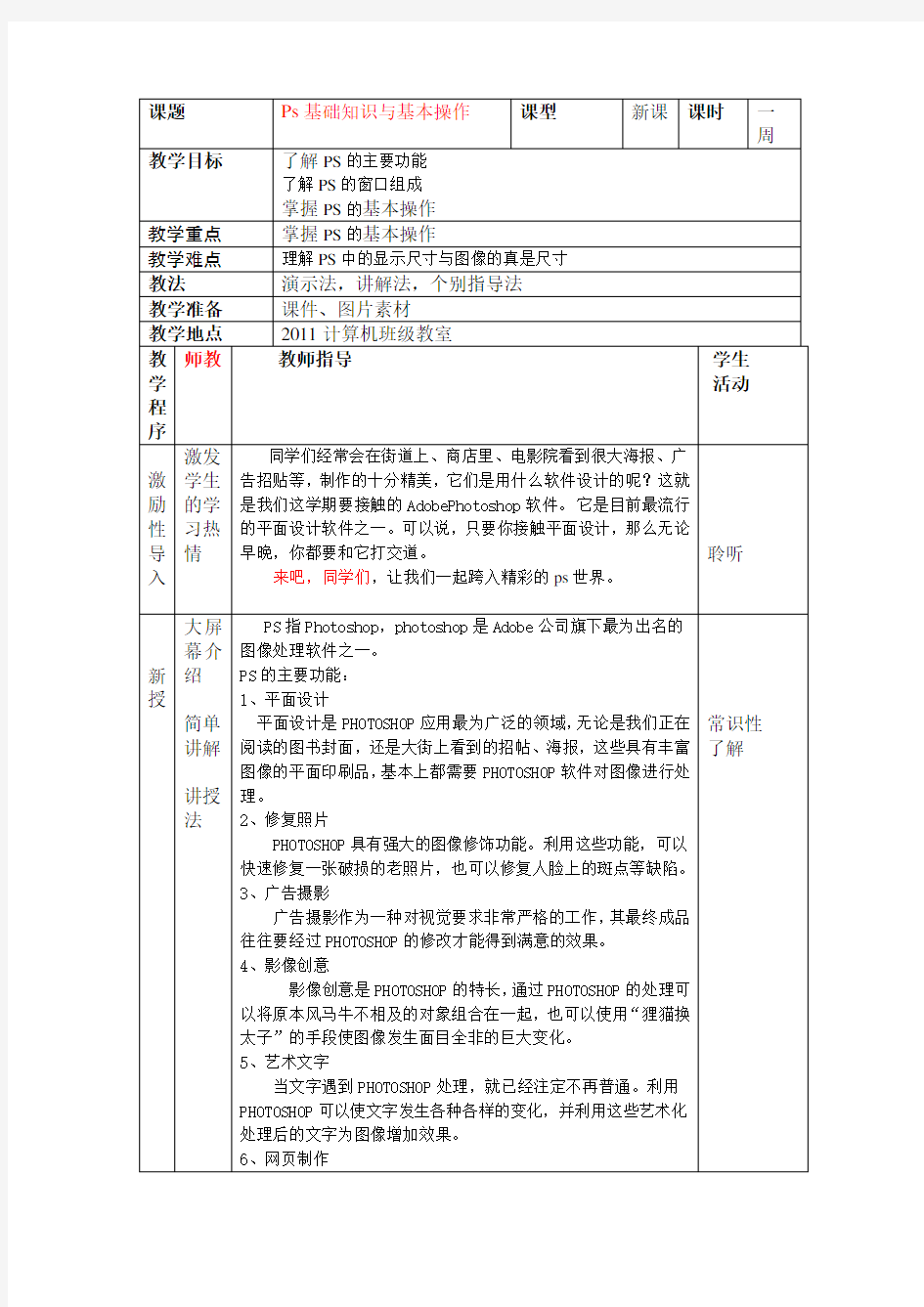 PS基础知识与基本操作