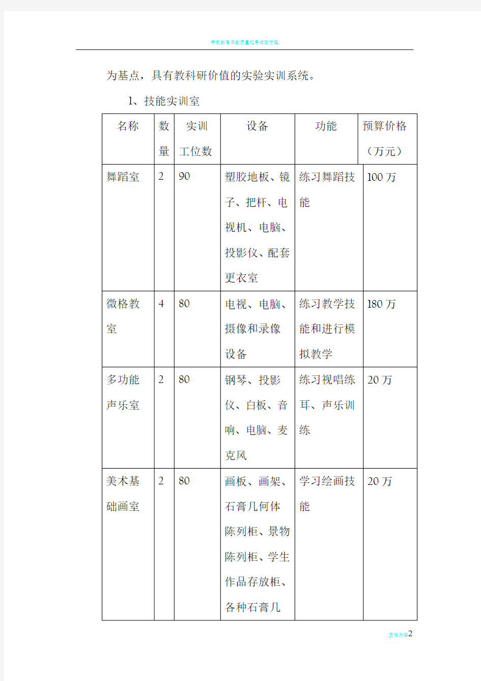 学前教育实训室建设方案