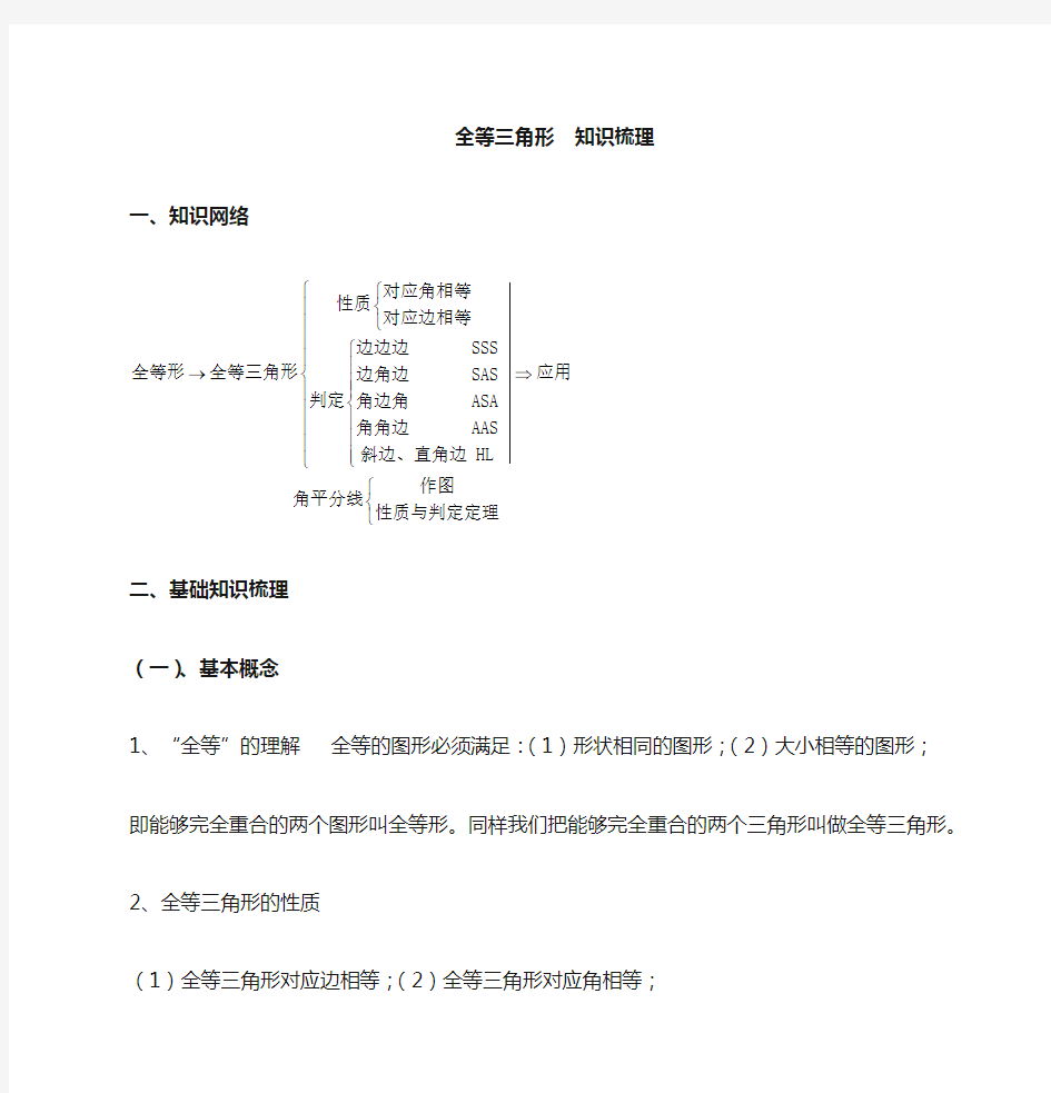 初二数学上全等三角形知识点总结很全