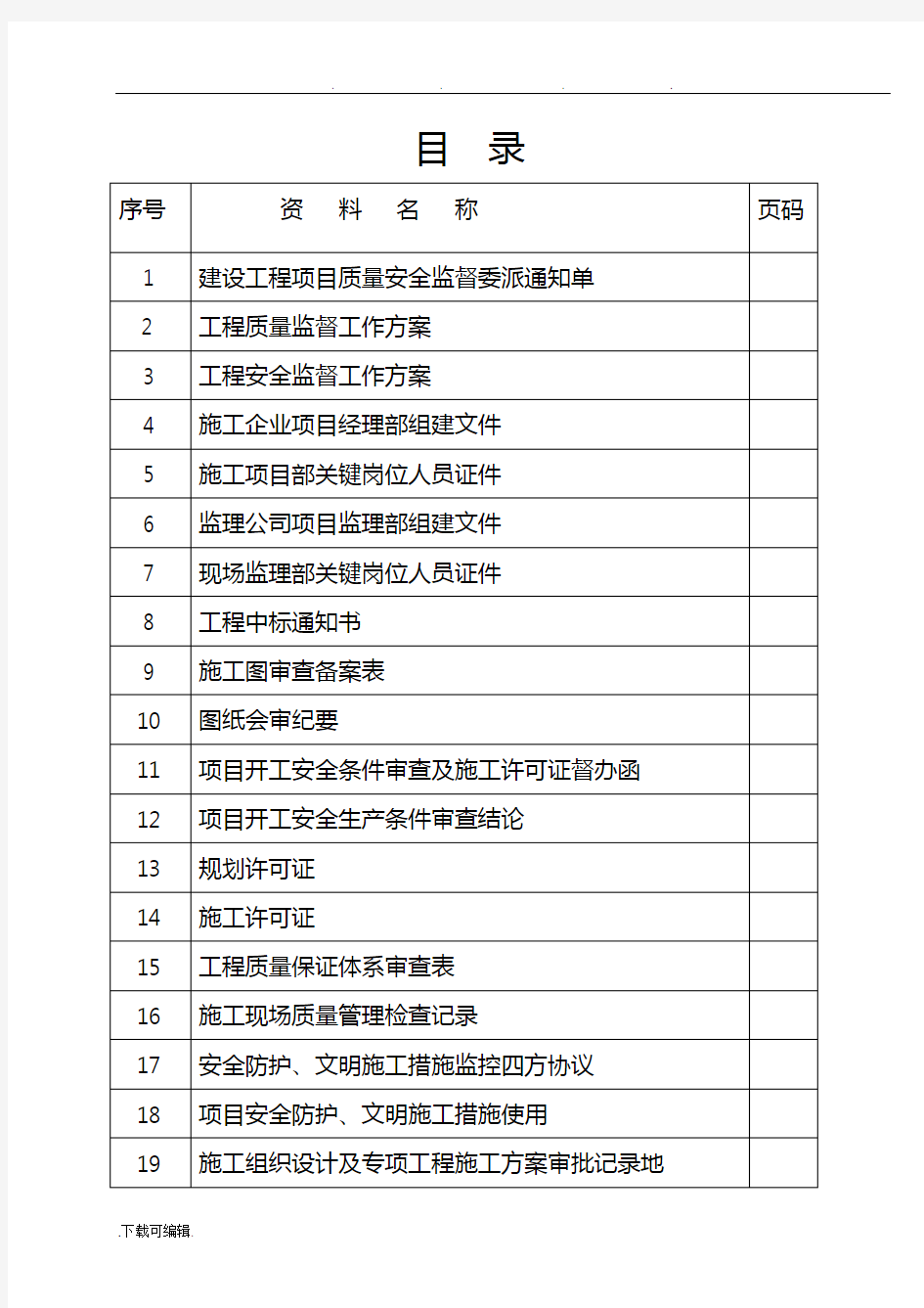 工程质量安全监督台账