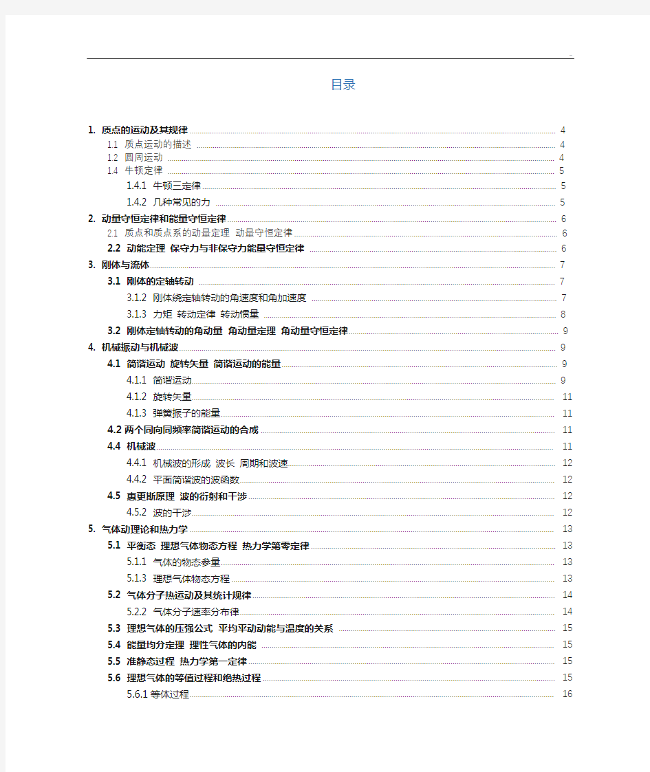 大学物理定律汇总