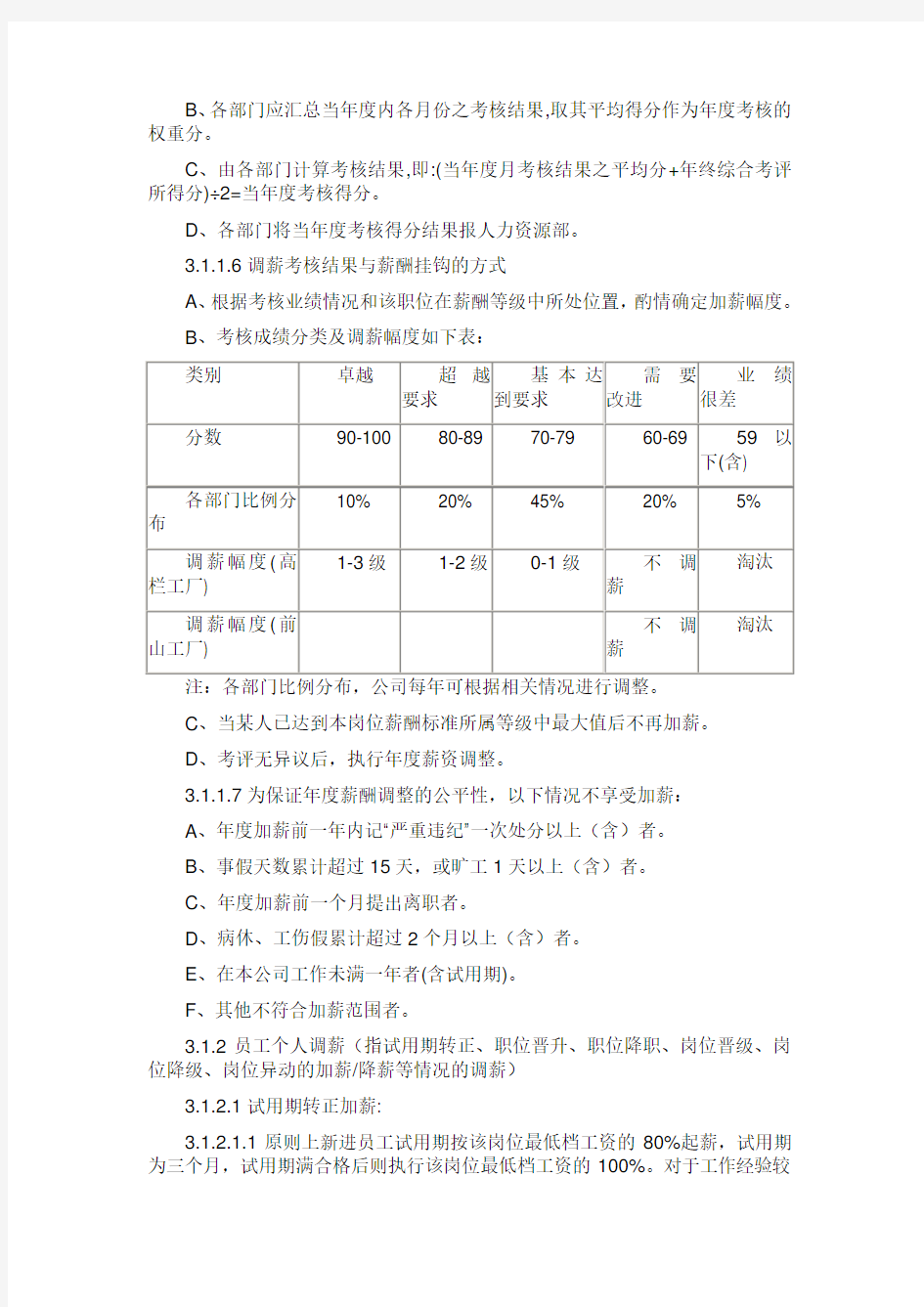 调岗调级调薪考核管理办法