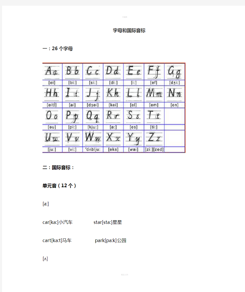 48个音标对应单词