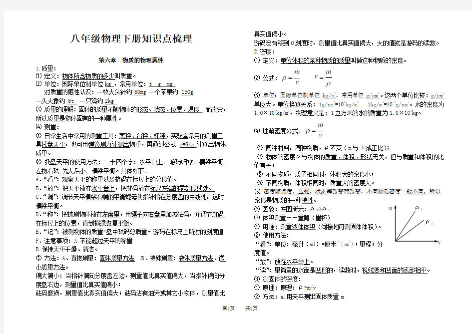 (完整word版)【苏科版】八年级物理下册知识点梳理