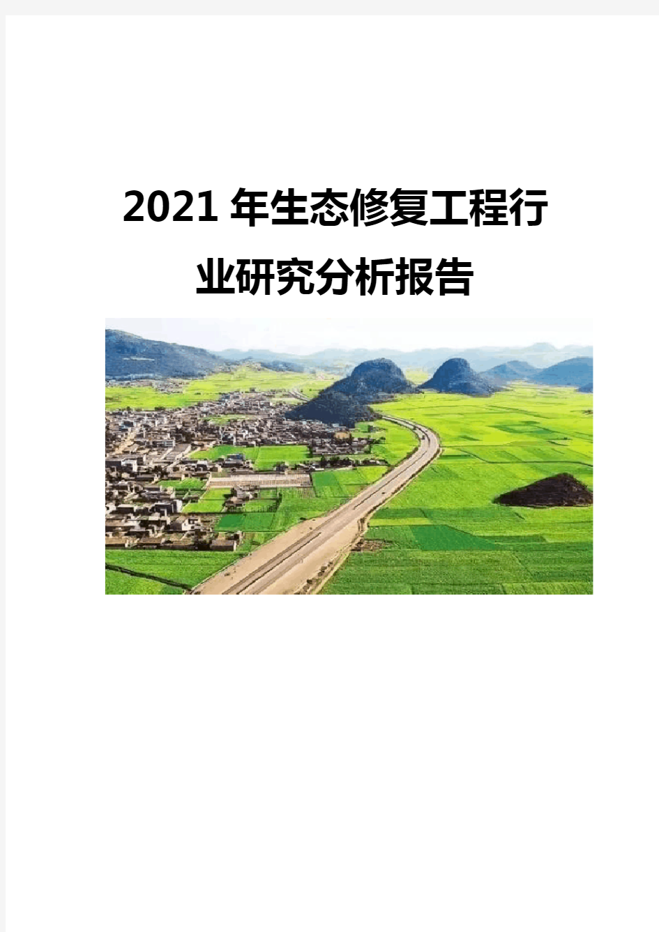 2021生态修复工程行业研究分析报告