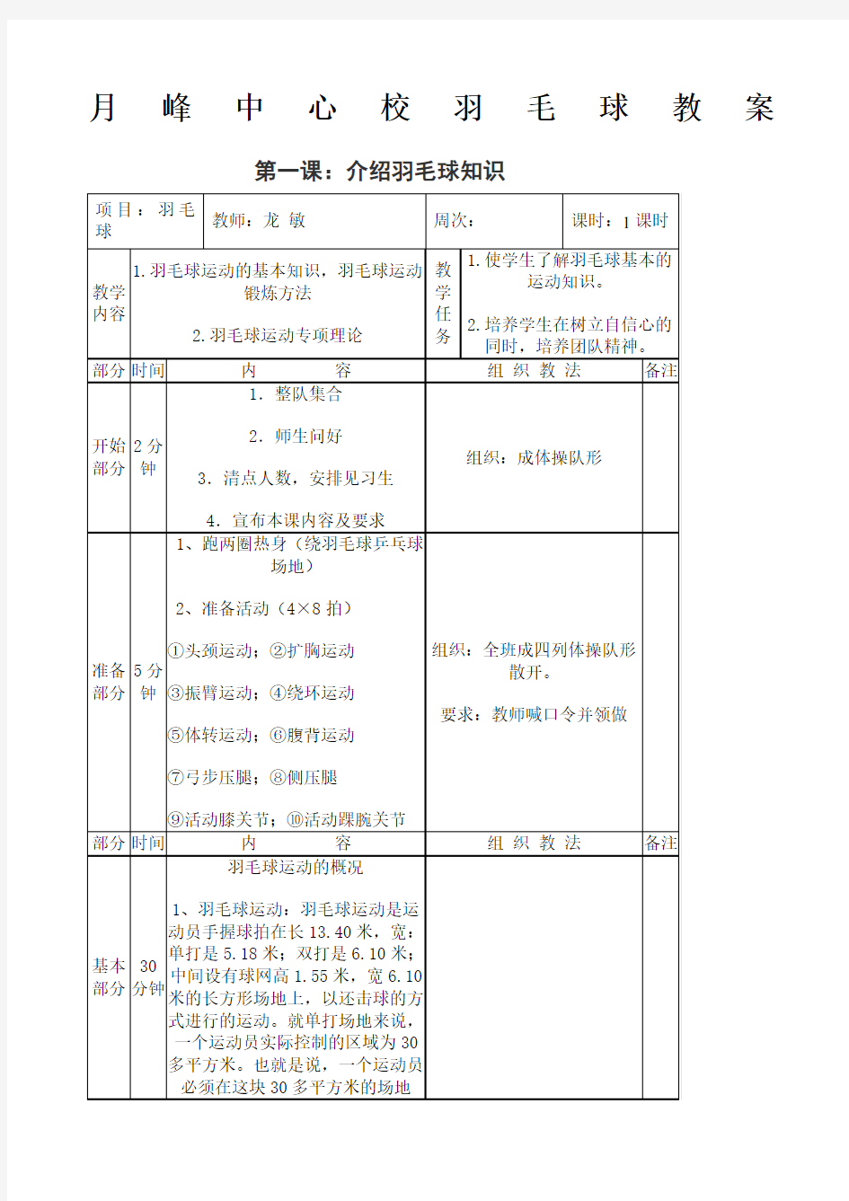 羽毛球教案全