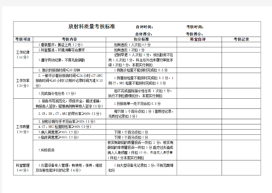 放射科考核标准