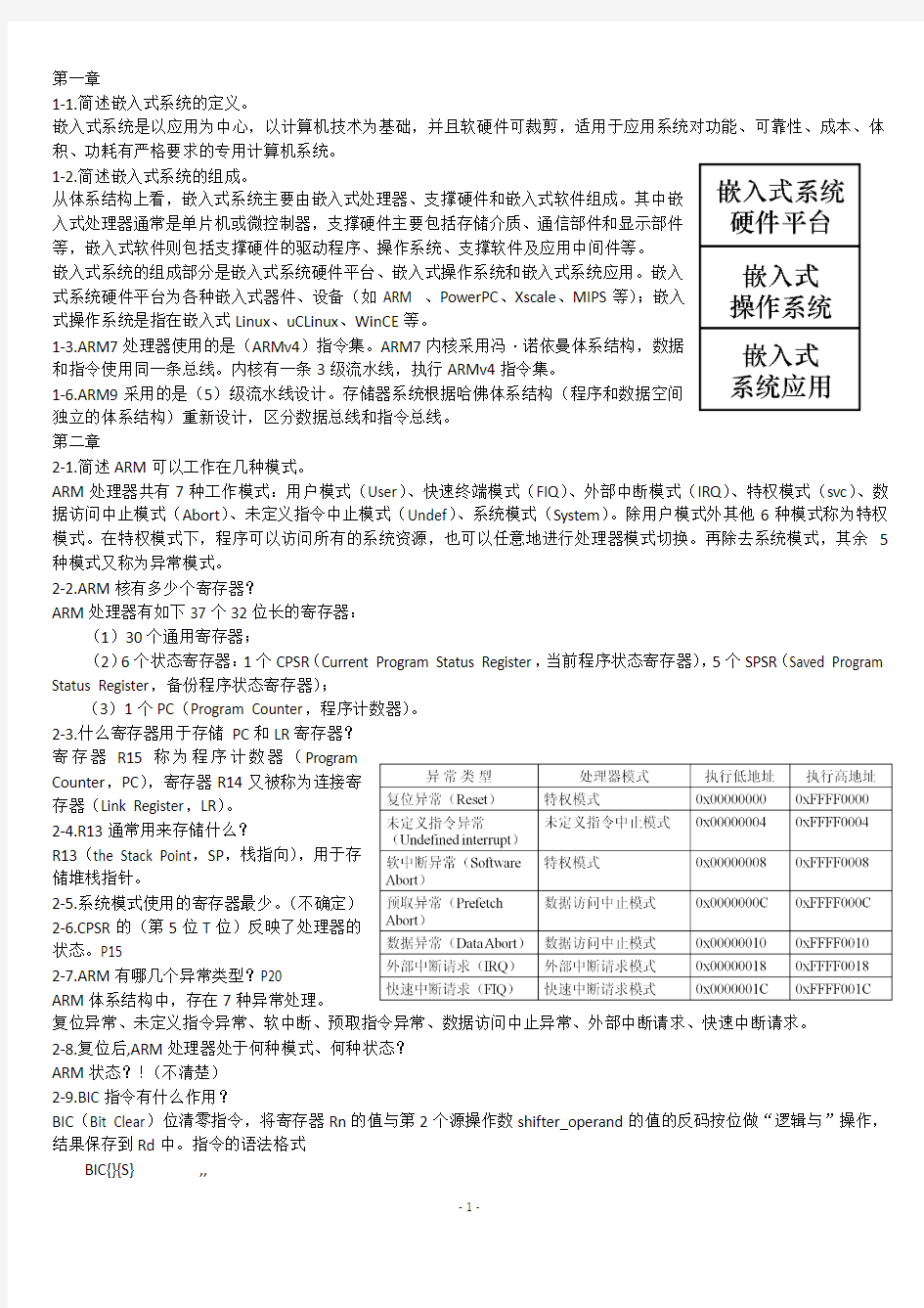 嵌入式系统课后习题-部分答案(PDF)